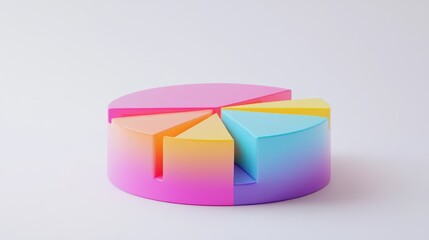 Leinwandbilder - A colorful D pie chart with multiple segments, each section raised slightly to emphasize data distribution, set against a clean white background.