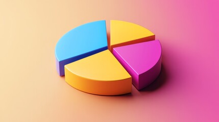 Aufkleber - A colorful D pie chart with slices that appear to pop out, set against a contrasting background, showcasing data segments in a visually engaging way.