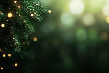 Aufkleber - Dark green Christmas-themed background features golden glitter falling softly, creating an elegant atmosphere with ample space for text or branding