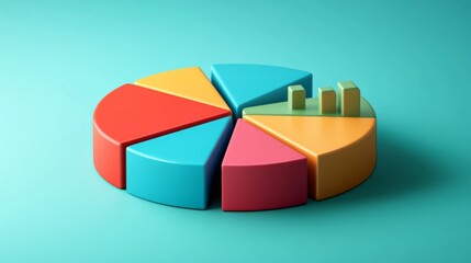 Poster - A dynamic D pie chart with swirling segments, creating an engaging visual that represents changing market conditions and real-time data analysis.