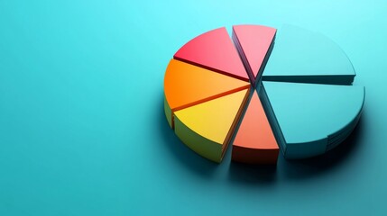 Fototapete - A high-contrast D pie chart with sharp edges and bright colors, emphasizing distinct categories of data, set against a clean and modern background.