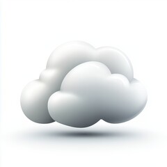 Minimalist white cloud illustration with a soft, three-dimensional look on a clean white background, evoking simplicity and tranquility. AI generative.