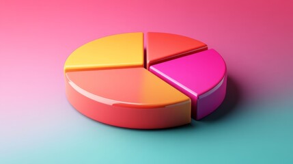 Poster - A modern D pie chart featuring segments with gradient colors, displaying different data categories, positioned on a subtle gradient background for a professional look.