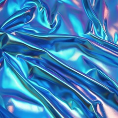 Wall Mural - Abstract Iridescent Fabric Texture: Shimmering Blue and Teal Drapes