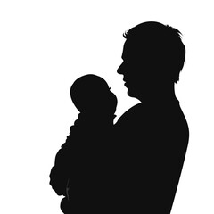 Poster - Father with Baby Black Silhouette Vector Illustration for Father's Day Isolated on transparent background