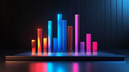 Poster - a professional d bar chart with a clean layout, showcasing different financial metrics in distinct c