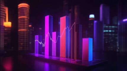 Poster - A professional D bar chart with a clean layout, showcasing different financial metrics in distinct colors, complemented by light effects to enhance its visual appeal.