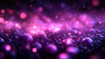 Canvas Print - Glowing purple spheres and bokeh lights.