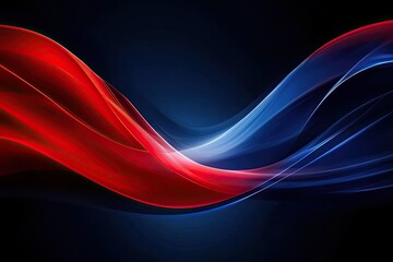 Poster - A softly curved abstract background in shades of blue, red, and black, illuminated by smooth lighting