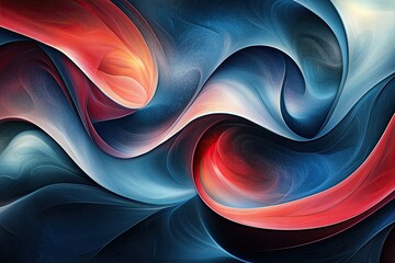 Poster - A gradient abstract background blending blue, red, and black, highlighted by a soft curve and smooth lighting