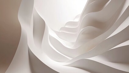 Poster - An abstract texture in white and light gray waves, offering a soft, luxurious feel with smooth, clean lines
