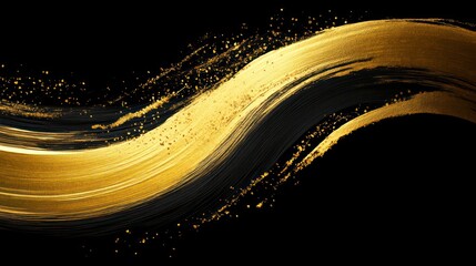 Poster - Abstract gold wave on black background.