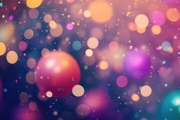 Poster - Bright and vibrant celebration backdrop filled with balloons, confetti, and party lights for joyful moments. Generative AI