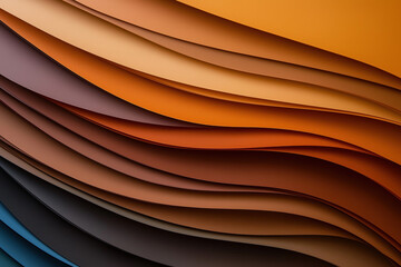 Poster - Colorful layers of textured paper in warm tones create an artistic abstract composition