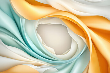 Poster - Colorful swirling fabric design showcasing texture and movement in a soft environment