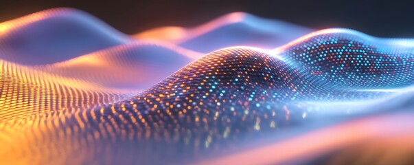 Poster - A stunning abstract visualization of vibrant waves, illuminated with captivating colors, creating a dynamic sense of movement and depth. Perfect for digital art and media projects.