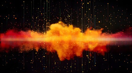Poster - A vibrant explosion of color featuring brilliant shades of orange and red against a dark background, creating a dramatic visual impact ideal for various creative projects.