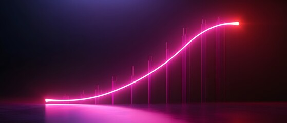 Poster - A vibrant neon graph showcasing an upward trend, symbolizing growth and progress in technology and business sectors, with a futuristic feel and dynamic visual appeal.