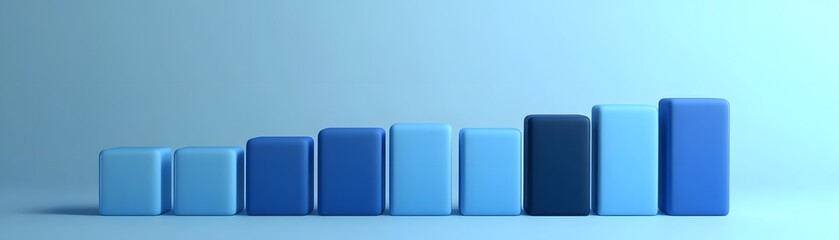 Poster - Abstract blue blocks representing growth and progress in modern technology.