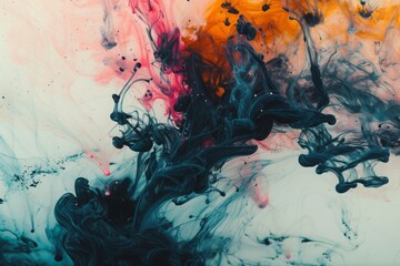 Poster - Ink splatters create a stunning abstract masterpiece in vibrant colors, blending together in a harmonious display of creativity and expression