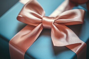 Poster - close-up of ribbon being tied into perfect bow on gift box captured in soft natural light