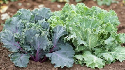 Poster - Green and Purple Kale Leafy Vegetables