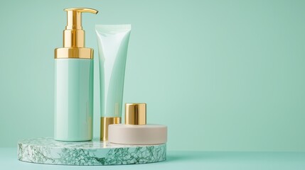 Poster - Skincare product display minimalist studio calm atmosphere close-up view modern aesthetics