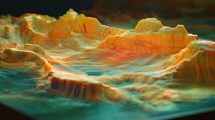Poster -  A holographic map projecting the terrain of a newly discovered alien world 