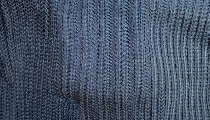 Poster - close-up of blue knitted cable pattern texture with intricate braided design for fabric background, knitting inspiration, or textile art

