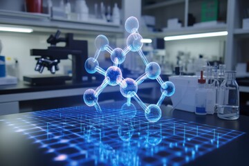 Poster - Holographic representation of a molecular structure in a laboratory setting