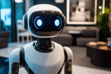 Poster - Robotic assistant at a modern technology company showcasing advanced automation technology