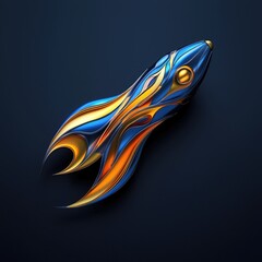 Poster - Dynamic rocket sculpture art gallery digital artwork modern environment close-up view futuristic concept