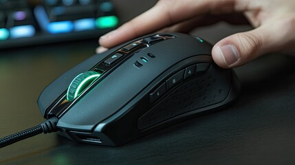 Poster - A person using a gaming mouse with DPI settings to play an online game. 