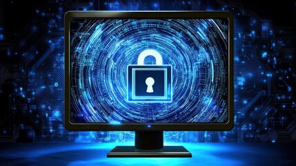 Fototapete - Modern Security Solutions with Technology and Light Effects