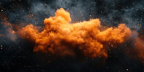 Poster - Vibrant orange cloud of smoke swirling against a dark backdrop creates a dramatic and captivating visual spectacle