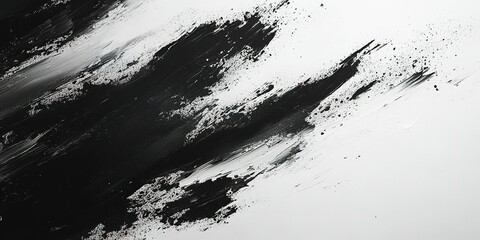 Poster - Abstract black and white brush strokes create a dramatic contrast on canvas showcasing artistic expression and creativity