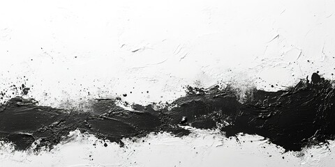 Poster - Abstract black and white texture combines bold brushstrokes and intricate patterns in a modern art composition