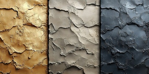 Poster - Textured wall surfaces in gold, beige, and black showcasing artistic wall design