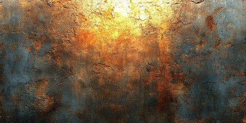 Poster - Textured surface with warm tones and metallic sheen in an artistic setting