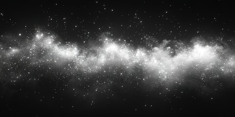 Poster - Cosmic view of a galaxy filled with stars and nebulae captured in black and white