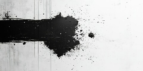Poster - Abstract black paint splash on textured white background creates a striking contrast