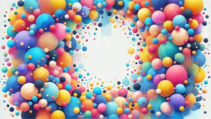 Background, consisting of multi-colored balls, arranged in a circle.