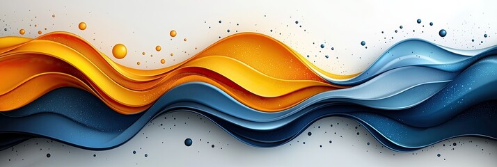 Poster - Abstract Orange and Blue Waves Flowing Design