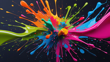 Wall Mural - A stunning vibrant paint splash abstract artwork with energy and motion is captured in this stock photo, offering a visually compelling representation of color in motion.