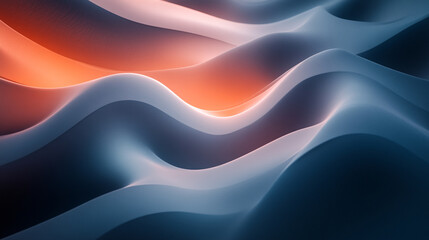 Poster - Waves of light create a mesmerizing abstract pattern in deep blue and orange hues