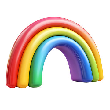 rainbow isolated 3d cartoon style illustration, PNG transparent