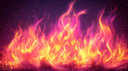 Poster - Bright and colorful flames dance against a dark backdrop in an artistic display of fire