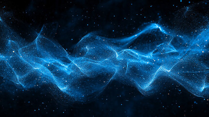Poster - Blue glowing waves of energy create a mesmerizing abstract background in dark space