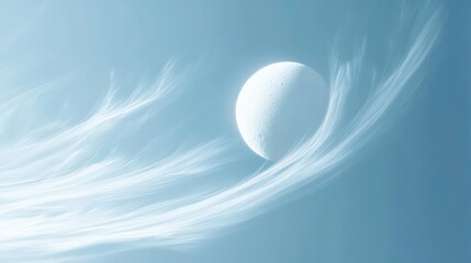 Aufkleber - Surreal moon in wispy, light blue cloudscape.