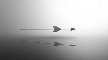 Aufkleber - Simple gray arrow pointing right, reflected on a shiny surface.